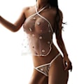 Pikkukuva 1 / 5: Seksikäs naisten babydoll bandeau rintaliivisetti läpinäkyvä toppi G-string stringit (S)