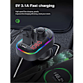 Pikkukuva 3 / 5: Auton FM-lähetinsovitin, RGB-tunnelmavalo Bluetooth 5.0 Wirel