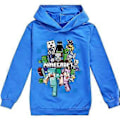 Miniatyrbillede 1 af 2: Minecraft Børne Print Hættetrøje Casual Langærmet Hættetrøje Sweatshirt Toppe (9-10 År Blå)