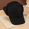 Miniatyrbillede 3 af 5: Sort Lam Fleece Baseball Cap Tyk Hue, der dækker ørerne, udendørs vindtæt varm skyggehue Snehat til