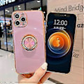 Pikkukuva 3 / 5: ComfyArt iPhone XR -kotelo renkaalla, sisäänrakennettu jalusta, kevyt mikrokuituvuori, kimaltava ruusukultareuna suojaava