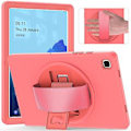 Miniatyrbild 4 av 5: Coralröd Fodral för Samsung Tab A7 10,4 Tum T500 med Handrem, Justerbart Stativ