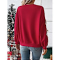 Miniatyrbillede 2 af 5: Dame vinter rund hals sløjfe jule sweatshirt (L)