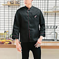 Miniatyrbillede 5 af 5: Chef Uniform med Stående Krave, Lange Ærmer, Enkelt Bryst og Lappe Lomme - Kvinder og Mænd - Bageri - Åndbar - Arbejdsbeklædning (4XL Hvid)