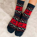 Miniatyrbillede 3 af 4: Dames Jule-Nordic Fair Isle Mid Calf Sokker Jule-Elg Festlige Lange Sokker (3 Par Blå)