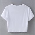 Pikkukuva 4 / 5: Naisten Söpö Kirjainpainettu Lyhythihainen Crop Top T-paita Pyöreä Kaula-aukko Slim Fit T-paidat Katumuoti Rento Kesätoppi Valkoinen M (M Valkoinen)