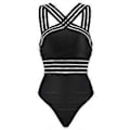 Miniatyrbild 1 av 5: Dam Backless Monokini Vadderad Enkel Baddräkt Svart (L)