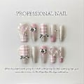 Miniatyrbillede 1 af 5: Lange Kiste Håndlavede Pink Falske Negle Rhinestone Glitter Gradient Falske Negle med Design 3D Krystal Metallic Press On Negle Glansfuld Akryl til Kvinder a