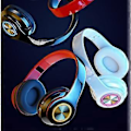 Miniatyrbilde 5 av 5: Bluetooth headset hodebøyle trådløs lysende fargerik pustelampe plugin-kort sammenleggbart headset (helt svart)