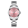 Miniatyrbillede 1 af 5: Dameur med pink urskive, vandtæt stållænke, analogt quartz ur (Pink)