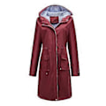 Miniatyrbillede 1 af 5: Dame Windbreakers Hætte Lang Løs Frakke med Sidelomme Udendørs Let Regn Windbreaker Vandrejakke (L bordeaux)