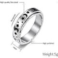 Miniatyrbillede 4 af 5: Titanium Stål Spinner Ringe Måne og Stjerne Fidget Ring Stressaflastende Angst Ring-5-77 (løber lille)