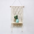 Miniatyrbilde 3 av 5: Veggmontert trevegg Macrame Bohemian Deco planter med dusk, håndvevd