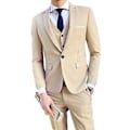 Miniatyrbild 1 av 5: Fianao Tredelad Plus Size Bröllops- & Affärsdräkt för Herrar - Kostymväst, Blazer & Byxor (XXXXL Khaki)