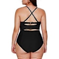 Miniatyrbillede 2 af 5: Dame Plus Size Badedragt Stroppy Høj Talje Bikini Badedragt M-.