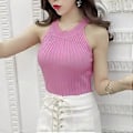 Miniatyrbilde 1 av 5: Damegenser for avslappet off-shoulder halter-hals topp for forretningsarbeid kontorbruk (Rosa)