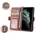 Miniatyrbilde 2 av 5: ABBCAS For iPhone 15 Ant-Tekstur Telefonveske PU Lær Stativ Magnetisk Folio Lommebok Deksel (Stil F)