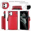 Miniatyrbild 4 av 5: Plånboksfunktion Telefonfodral för Iphone 11 med Korthållare Axelrem Kvinna (Röd)
