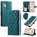 Miniatyrbillede 1 af 5: Til Samsung Galaxy A32 5G/M32 5G Etui Rhombus Grid Wallet Crossbody Telefon Taske Cover (Style C)