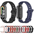 Pikkukuva 4 / 4: Mijobs Litteä Reikää Ominaisuudella Varustettu Silikoniranneke Xiaomi Mi Band 8:lle (Harmaa Hopea)