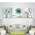 Miniatyrbillede 3 af 5: Wekity Klar Blomster Væghængt Canvas Print Poster, Enkel Abstrakt Kunsttegning Dekoration til Hjemmet Stue Soveværelse Kontor og Børneværelse (Sæt af 3