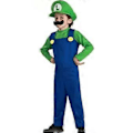 Miniatyrbild 1 av 2: Super Mario Luigi Bros Cosplay Dräkt Kostym Herrar Kvinnor Barn Tonåringar Pojkar Flickor Rollspel (S Grön - Pojke)