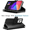 Miniatyrbillede 5 af 5: Pengepung til iPhone 13 Pro Max (6,7 tommer) 2021 Luksus ID Kontanter Kreditkort Slots Holder Bærende Pose Folio Flip PU Læder - Sort