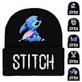 Miniatyrbild 1 av 2: Unisex Lilo & Stitch Cartoon Tryckt Stickad Beanie med Kant Vintervarm Skidkeps( E)