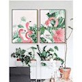 Miniatyrbild 3 av 5: Wekity Flamingos i naturen väggkonst canvas print poster, enkel mode akvarellkonst ritning dekoration för hem vardagsrum sovrum kontor och barn
