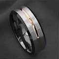Miniatyrbillede 4 af 4: Moderigtig Herre Mat Stribet Titanium Stål Ring Vielsesfest Smykke Gave (US 8)