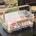 Miniatyrbild 4 av 5: Transparent Crisper Box med Dräneringsplatta Multifunktionell Förvaringslåda för Kylskåp för Skollunch (Kaffe)