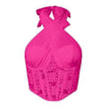 Pikkukuva 1 / 5: Naisten Seksikäs Pitsi Mesh Korsetti Crop Top Muotoileva Avoselkäinen Korsetti Crop Top (XS ruusunpunainen)