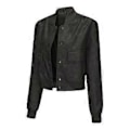 Miniatyrbilde 5 av 5: Løs cardigan-kåpe, avslappet jakke, moteriktig ribbestrikket, skinnjakke for kvinner (XL Svart)