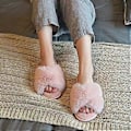 Miniatyrbild 3 av 5: Damtofflor Varma Plyschtofflor Tofflor Päls Sandal Öppen Tå Hemmaskor