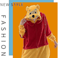 Miniatyrbilde 3 av 3: Snug Fit Unisex Voksen Onesie Pyjamas, Flanell Cosplay Dyr En-delt Halloween Kostyme Sovklær Hjemmekler Q Piglet 85cm Pooh 95cm Pooh 95cm
