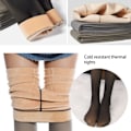 Miniatyrbilde 3 av 5: Kvinners termiske fleecefôrede tights falsk gjennomsiktig hudfarge for vintervarme tykke strømpebukser leggings med fleecefôr 200 Gr(S-M) Svart M
