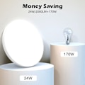 Miniatyrbillede 4 af 5: Paris_LED-loftlampe, loftlampe, LED loftlampe 24W, 6500K, 2000LM, IP44 vandtæt rund moderne enkel hvid badeværelseslampe til kælderrum Ø30cm