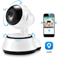 Miniatyrbilde 2 av 4: V380 Pro IP WiFi panoramisk overvåkingskamera, trådløs sikkerhetsenhet for hjemmet, lydopptak, innendørs video babycall,.pa