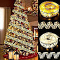 Miniatyrbilde 4 av 5: Bånd Fairy Lights Juledekorasjon Juletrepynt til Hjemmet 2023 Julelys Navidad Natal Nyttår 2024 Gull-Varm Gold-Warm 1M