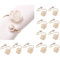Miniatyrbillede 1 af 5: 4,2x3,5cm 12 stk Servietringe Perle Serviettholder Rose Serviet Spænder til Bryllup Banket Hjem Fest Køkken Dekoration Festi