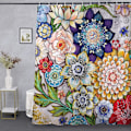 Miniatyrbillede 1 af 5: Boho Blomster Bruseforhæng Paisley Fancy Bohemian 72x72 tom Med