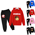 Miniatyrbilde 2 av 3: Barnas Roblox Trykket Cartoon Tracksuit Hoodie Genser Lange Bukser rød 150cm