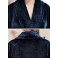 Miniatyrbilde 5 av 5: Dame Lang Morgenkåpe Dame Mikrofiber Vinter Varm Fluffy Morgenkåpe Badkåpe Soveklær Julegave - Marineblå XL