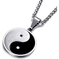 Miniatyrbillede 2 af 5: Halskæde med Yin Yang Taichi-vedhæng i rustfrit stål til mænd, pakke