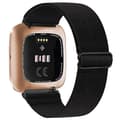 Elastiskt vävt armband för Fitbit Versa 3 2, Versa Lite - Justerbart nylon sportarmband för Fitbit Sense Black