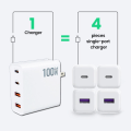 Miniatyrbild 4 av 5: 100W GaN Laddare Adapter Dubbel Typ C QC3.0 USB-A EU-kontakt