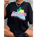 Miniatyrbilde 1 av 2: Barbie Trykket T-skjorte Kvinne Sommer Topp T-skjorte GH1014-R M