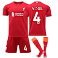 Miniatyrbilde 1 av 2: 22/23 Liverpool Hjemme Salah Mane Fotballdrakt Treningsdrakter VIRGIL NO.4 Barn 28(150-160CM) VIRGIL NO.4 Kids 28(150-160CM)