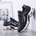Miniatyrbilde 2 av 3: Lær Sneakers for Menn Sklisikre Slitestyrke Casual Trendy Løping Hele Matchen Blå 41