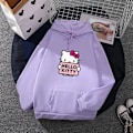 Miniatyrbild 3 av 5: Cartoon Sanrio Hello Kitty söt huvtröja för kvinnor koreanska flickor mode tröja vår och höst modell kläder casual långärmad L L Lila L Purple